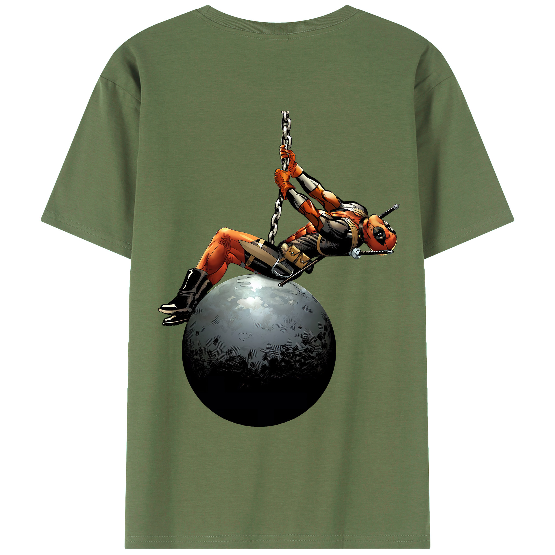 （画像用） Deadpool デッドプール 綿100％ メンズ半袖Tシャツ（バックプリント） 通気性